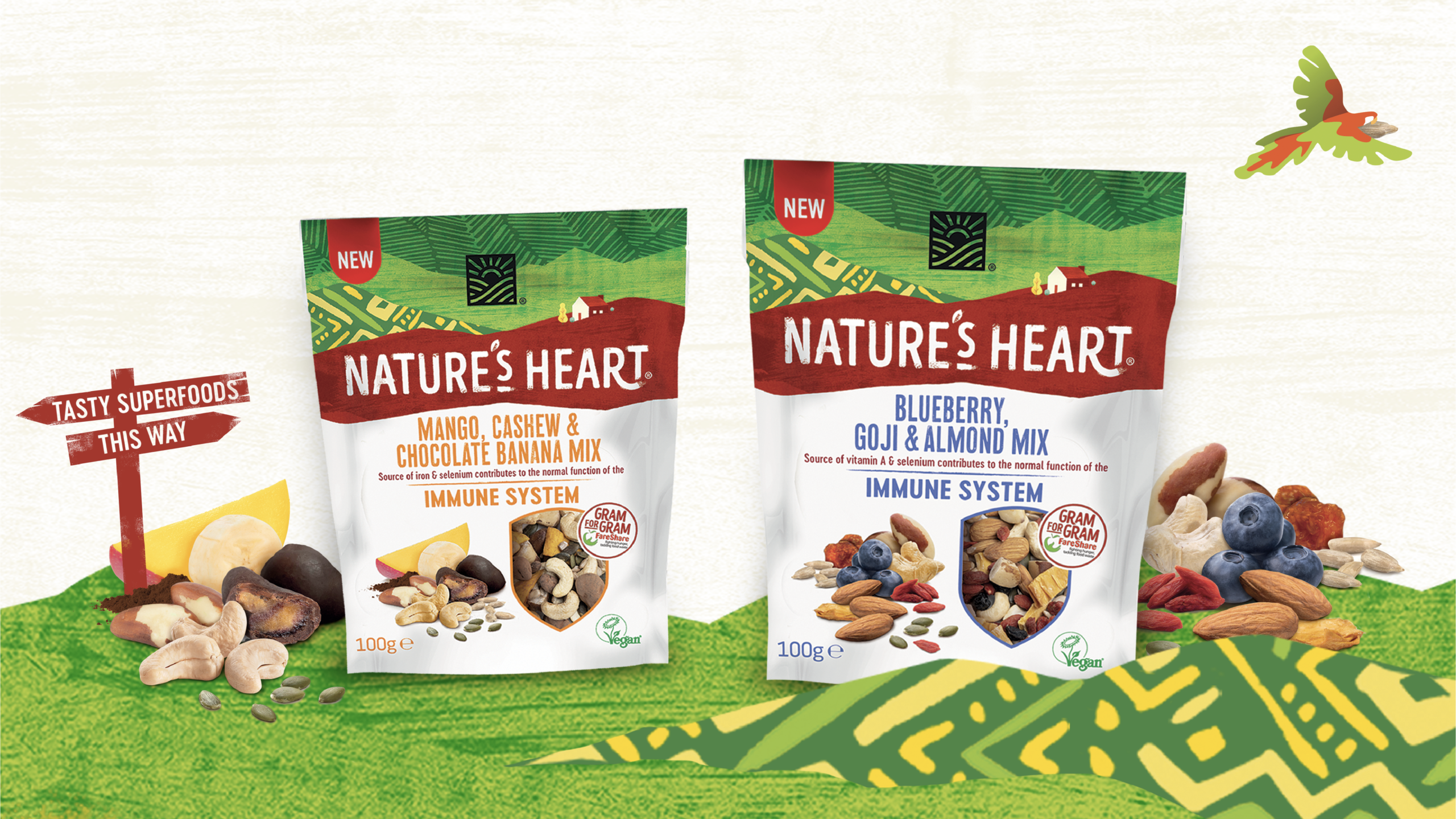 Nature's Heart health food brand snack packs banner