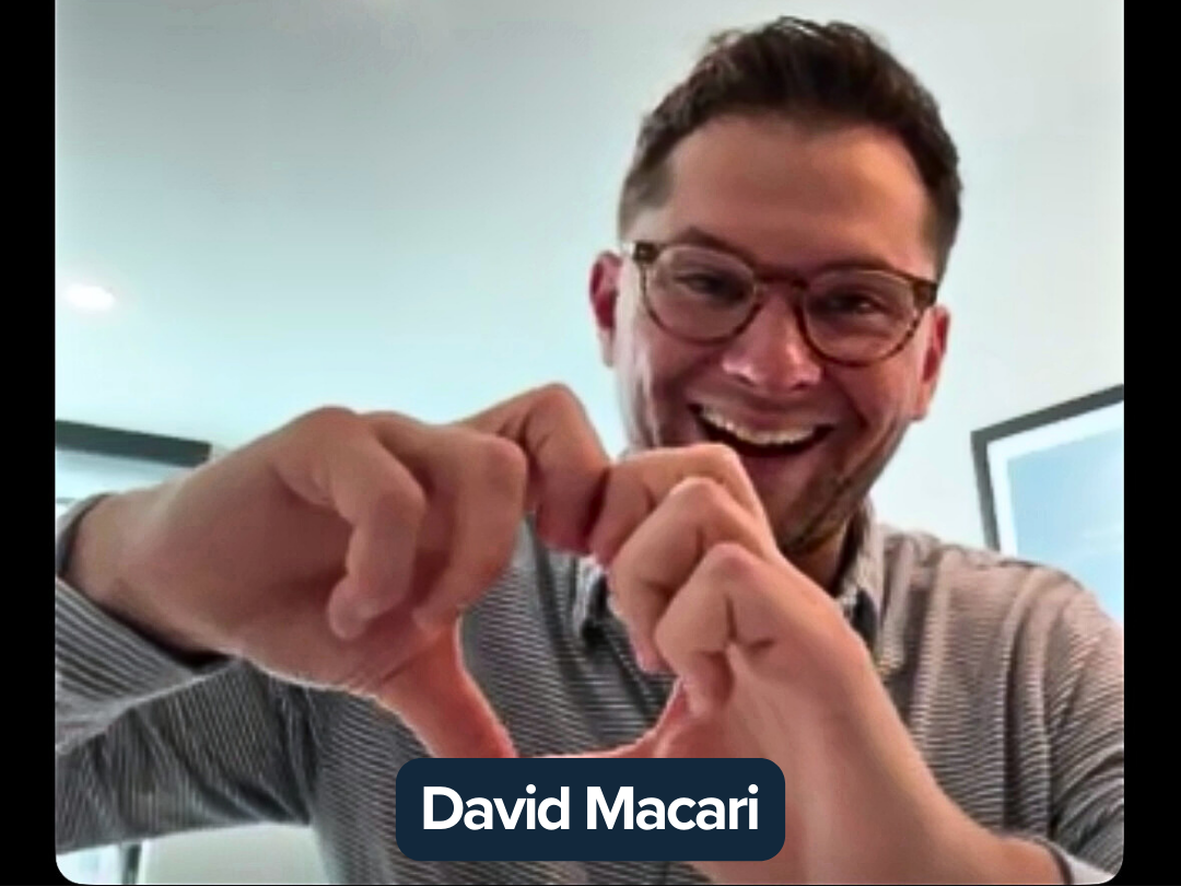 David making a heart with his hands