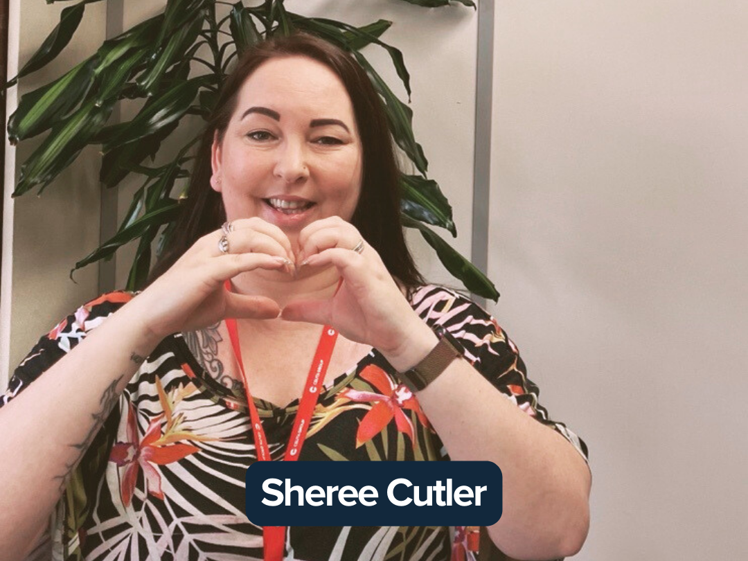 Sheree Cutler making a heart with her hands